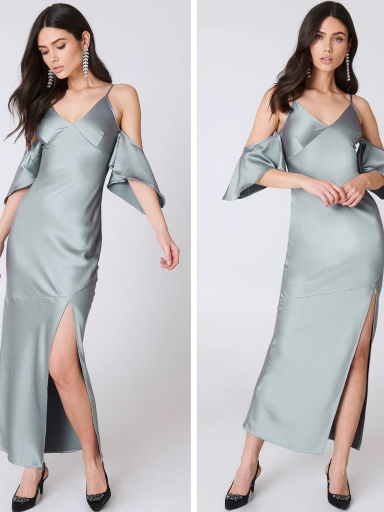 Astr The Label Kendra Cold-Shoulder Maxi Dress In Sage Green Grey Sz. S